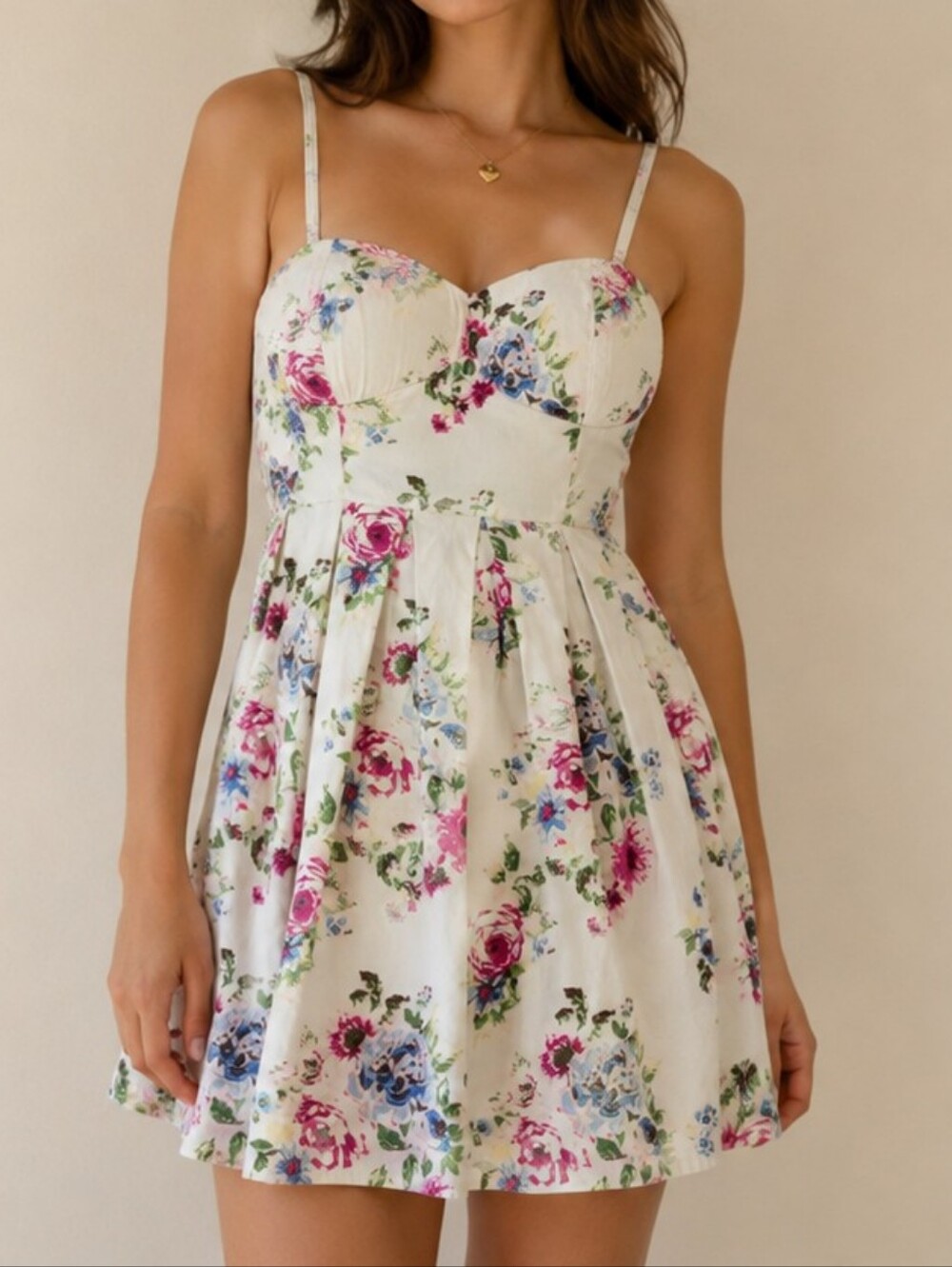 Gold Floral Fit & Flare Dress ✨ Size M
